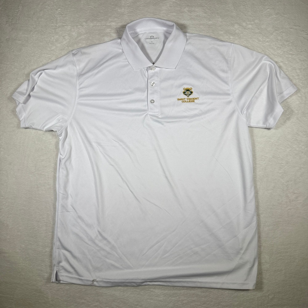 Vansport Saint Vincent College Mens XL White Performance‎ Golf Polo Shirt